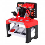 Veľký stolík s rôznim náradím čierno-červený